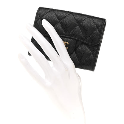 Chanel Caviar Quilted Flap Card Holder Wallet Black 2 of 9