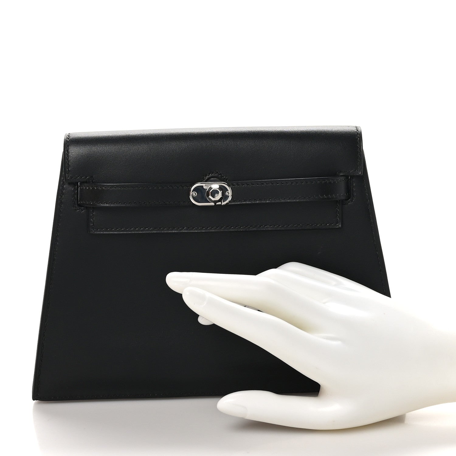 Hermes Box Kelly Crutch Clutch Black 2 of 8