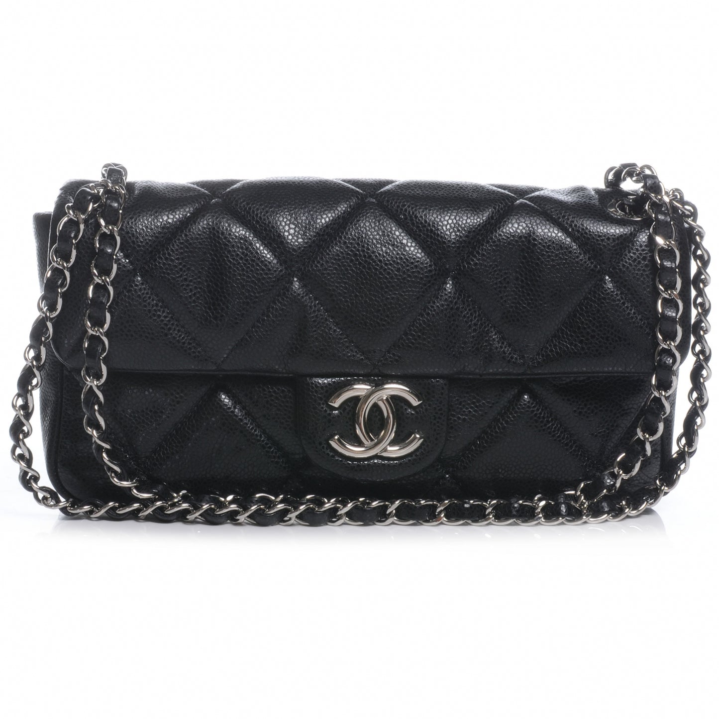Glazed Caviar Medium Flap Black