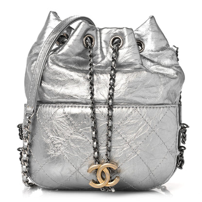 Chanel Metallic Aged Calfskin Quilted Small Gabrielle Bucket Silver 1 of 9
