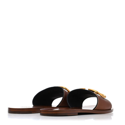 Valentino Garavani Grainy Cowhide Vlogo Flat Slide Sandals 40 Cuoio 3 of 4