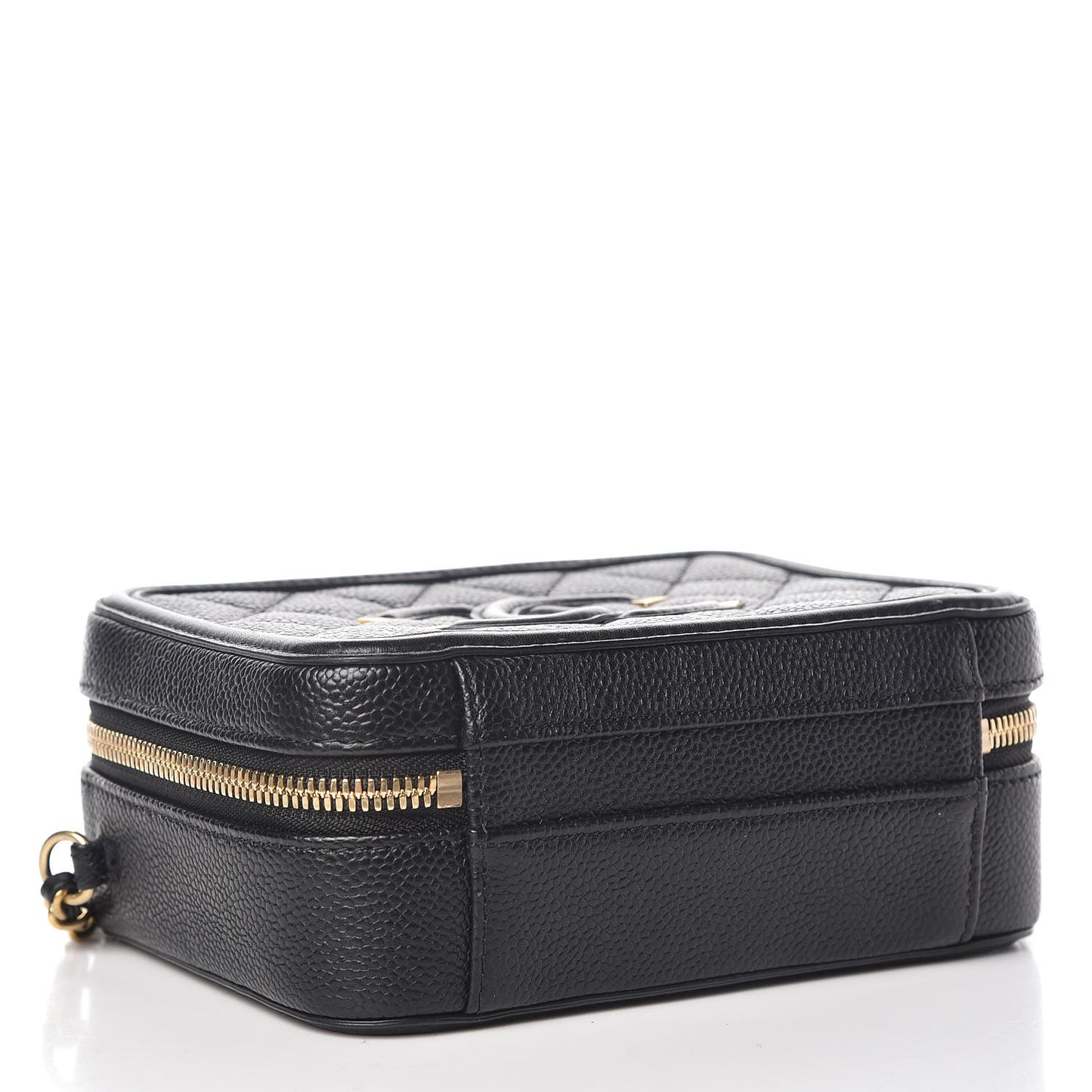 Caviar Quilted Small CC Filigree Vanity Case Black