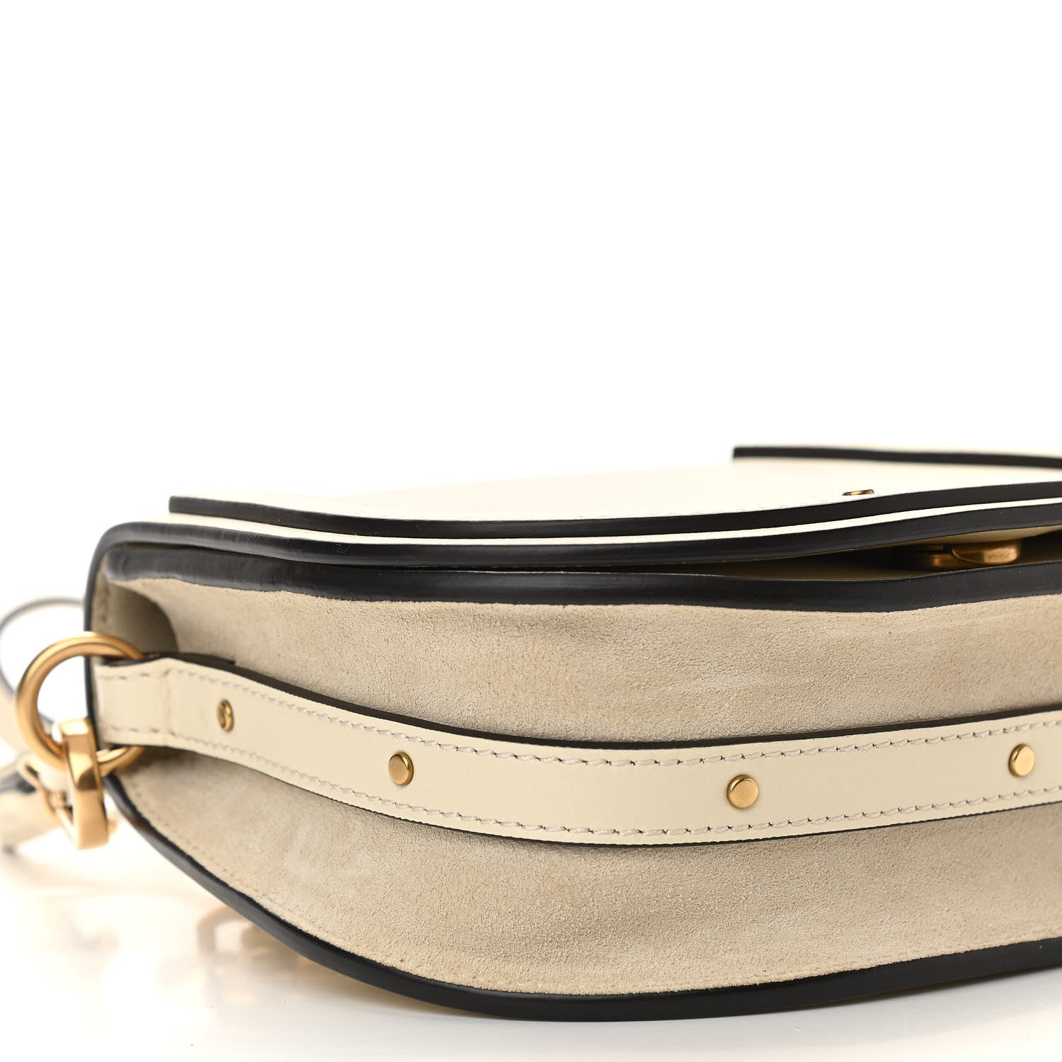 Chloe Calfskin Suede Small Nile Bracelet Bag Off White 9 of 10