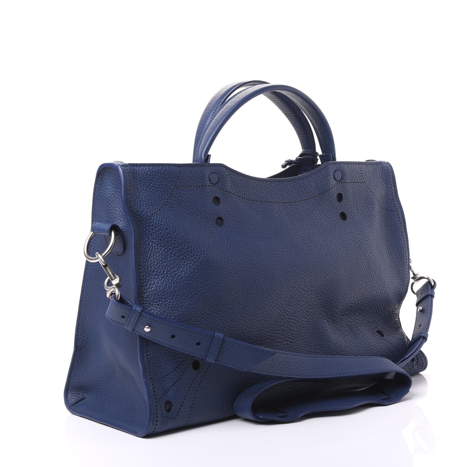 Balenciaga Veau Grana Perforated Blackout Hardware City Bleu Tanzanite 2 of 8