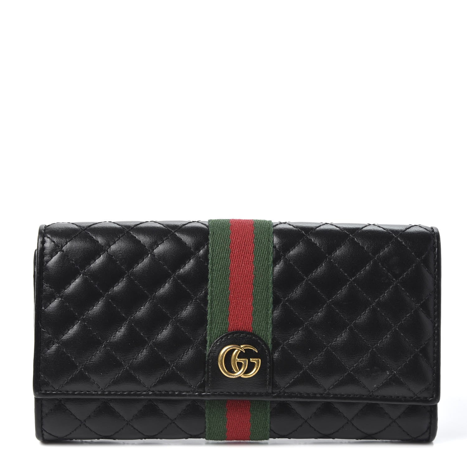 Gucci Calfskin Web Trapuntata GG Continental Wallet Black 1 of 8