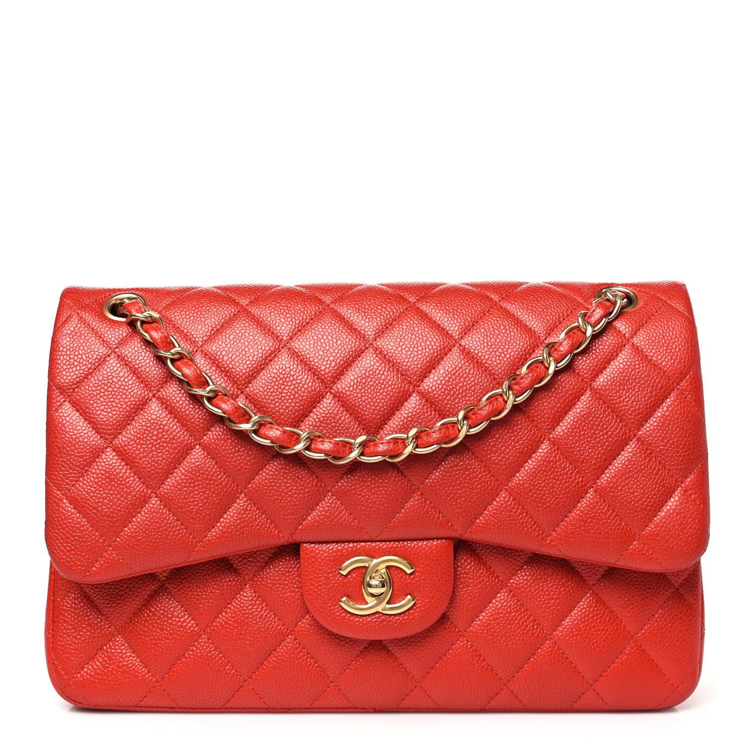 Chanel Pearly Caviar Quilted Jumbo Double Flap Orange 1 of 11