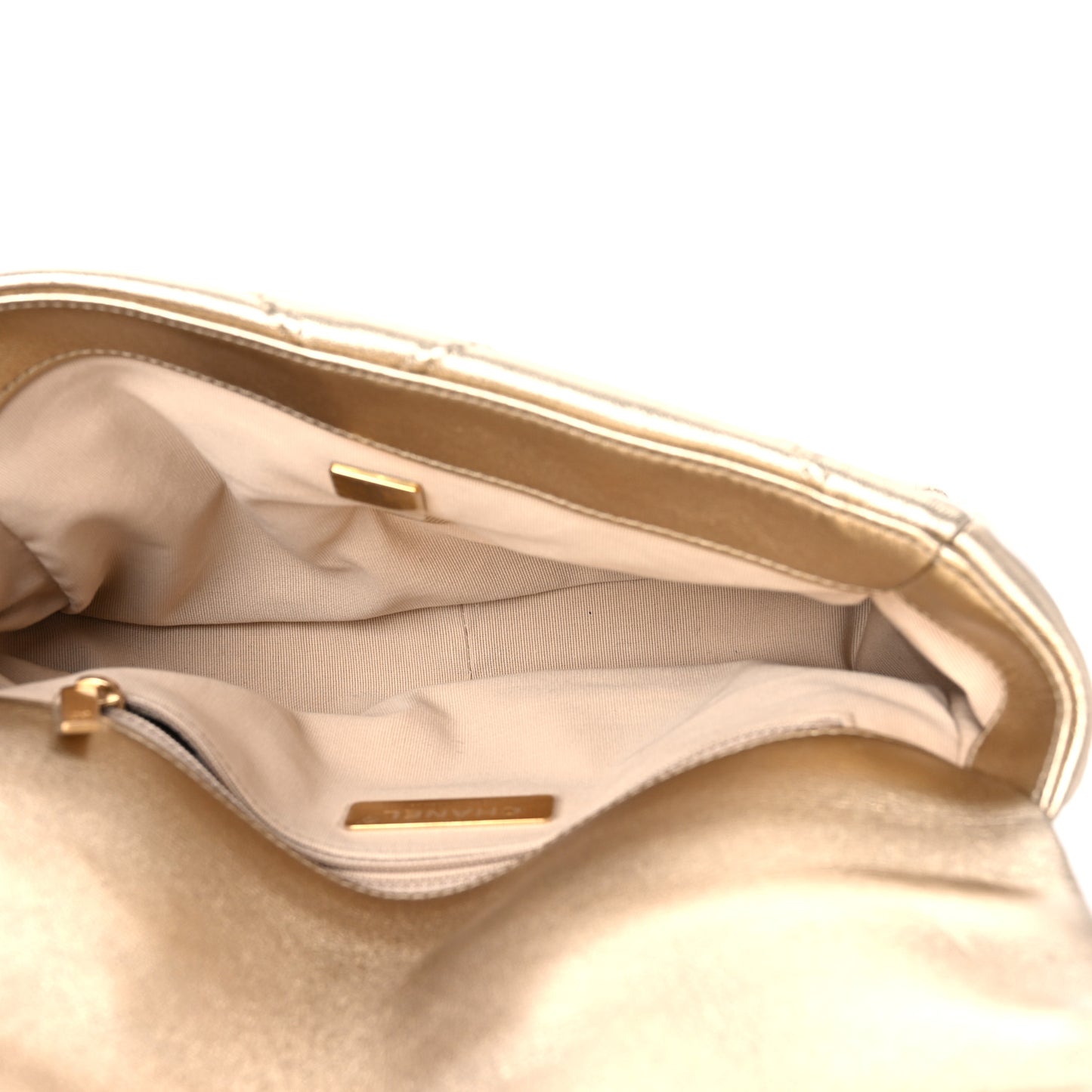 Metallic Lambskin Quilted Medium Chanel 19 Flap Gold