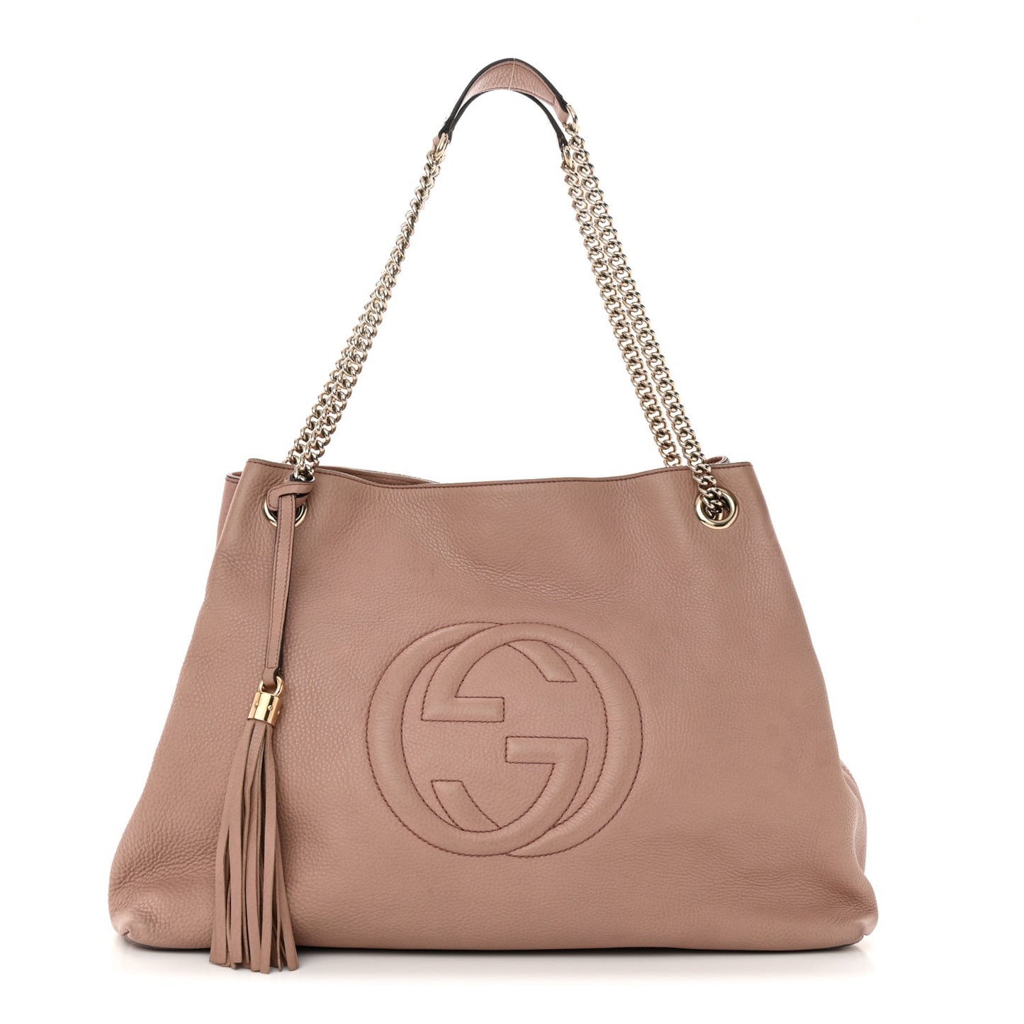 Pebbled Calfskin Large Soho Chain Shoulder Bag Dark Cipria