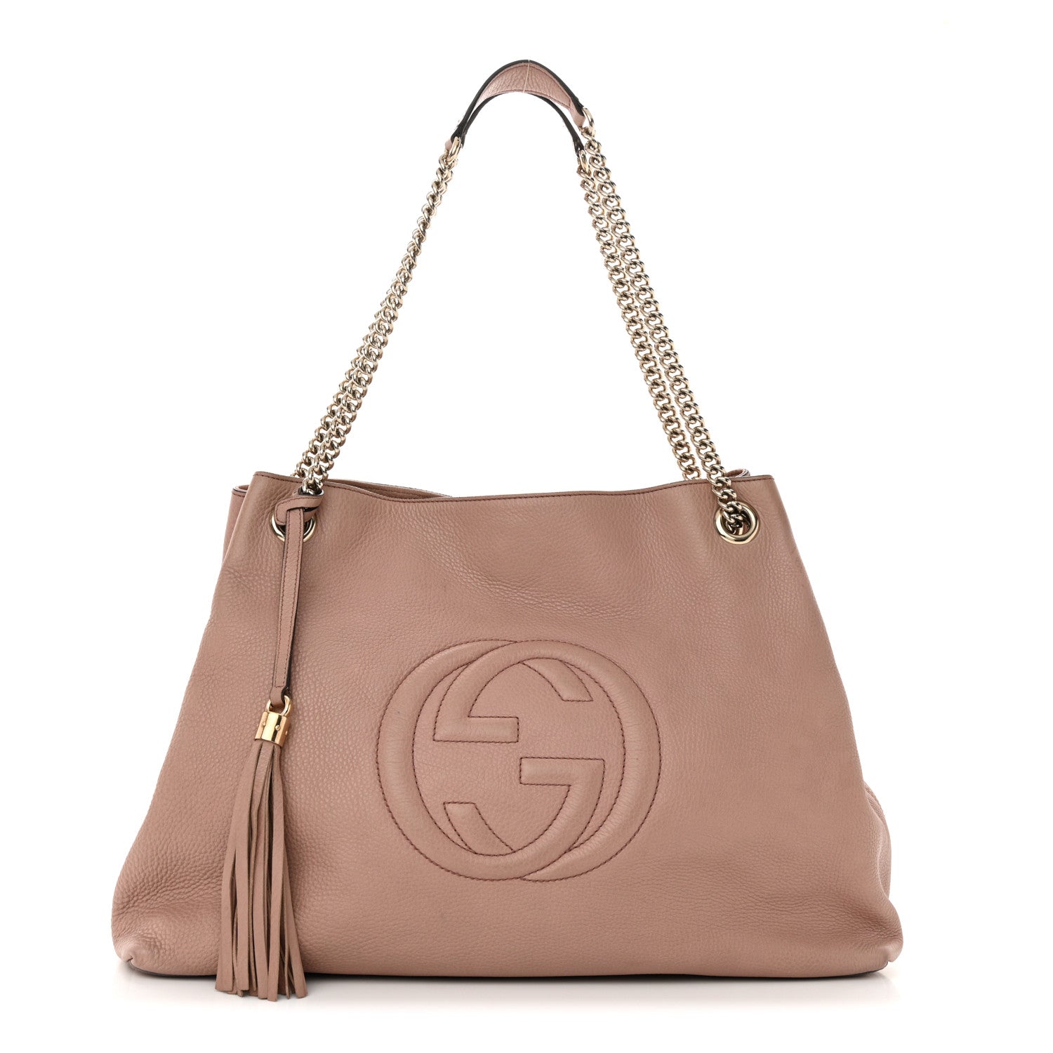 Gucci Pebbled Calfskin Large Soho Chain Shoulder Bag Dark Cipria 1 of 18