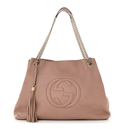 Gucci Pebbled Calfskin Large Soho Chain Shoulder Bag Dark Cipria 1 of 18