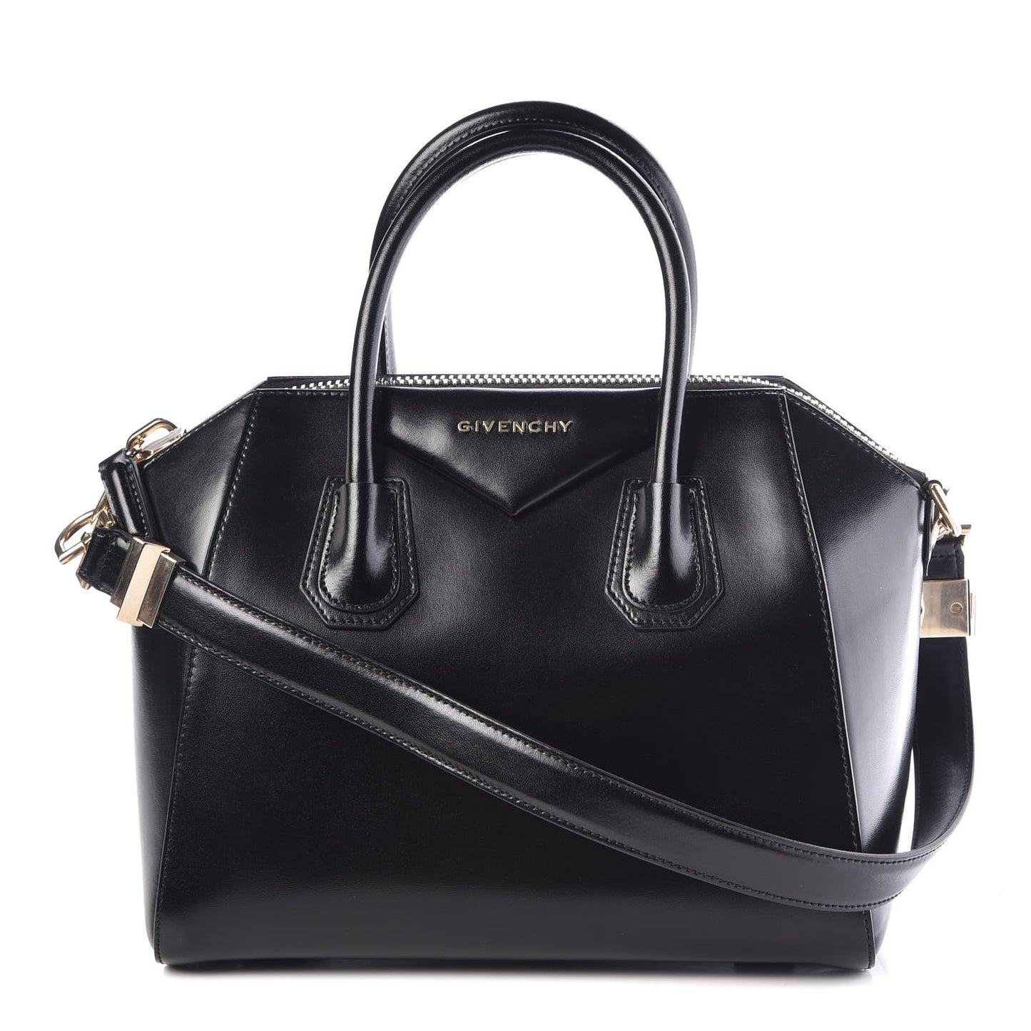 Shiny Lord Calfskin Small Antigona Black