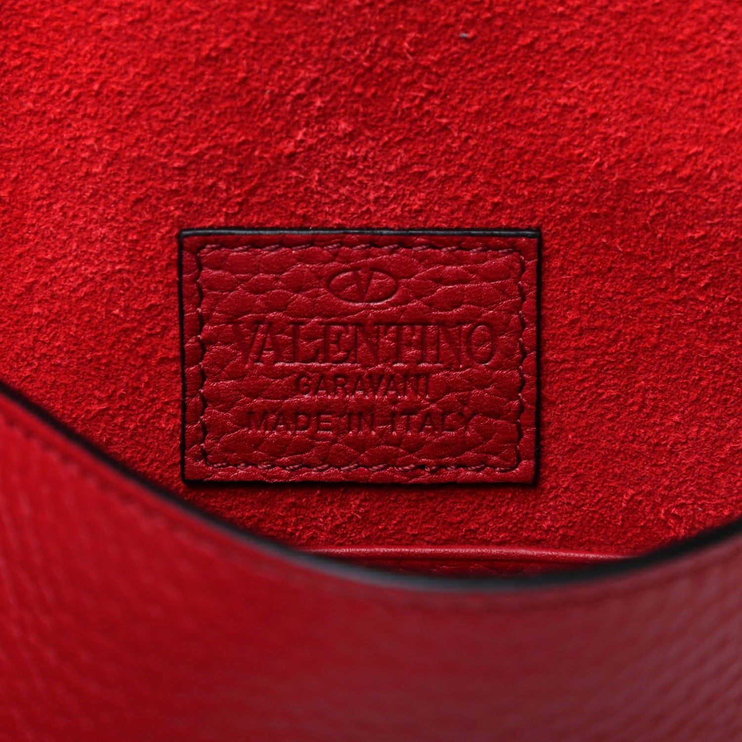 Valentino Garavani Pebbled Calfskin Medium Rockstud Envelope Flat Wristlet Pouch Red 6 of 8