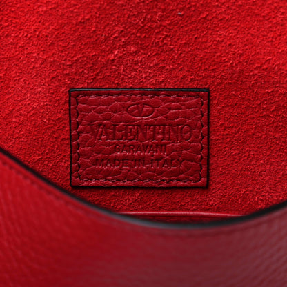 Valentino Garavani Pebbled Calfskin Medium Rockstud Envelope Flat Wristlet Pouch Red 6 of 8