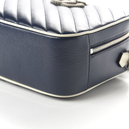 Gucci Vintage Effect Calfskin Matelasse Diagonal Small Torchon GG Marmont Bamboo Top Handle Shoulder Bag Blue Agata Mystic White 7 of 10