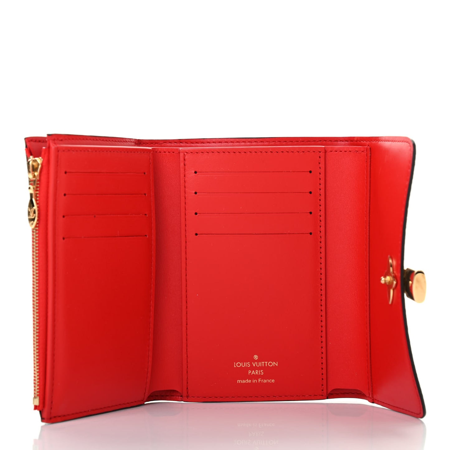 Monogram Flower Lock Compact Wallet Coquelicot