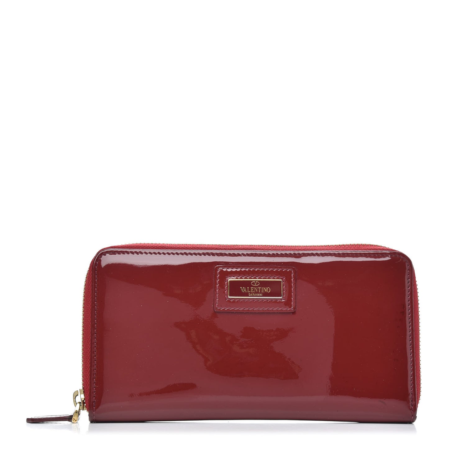 Patent Zip Around Wallet Red