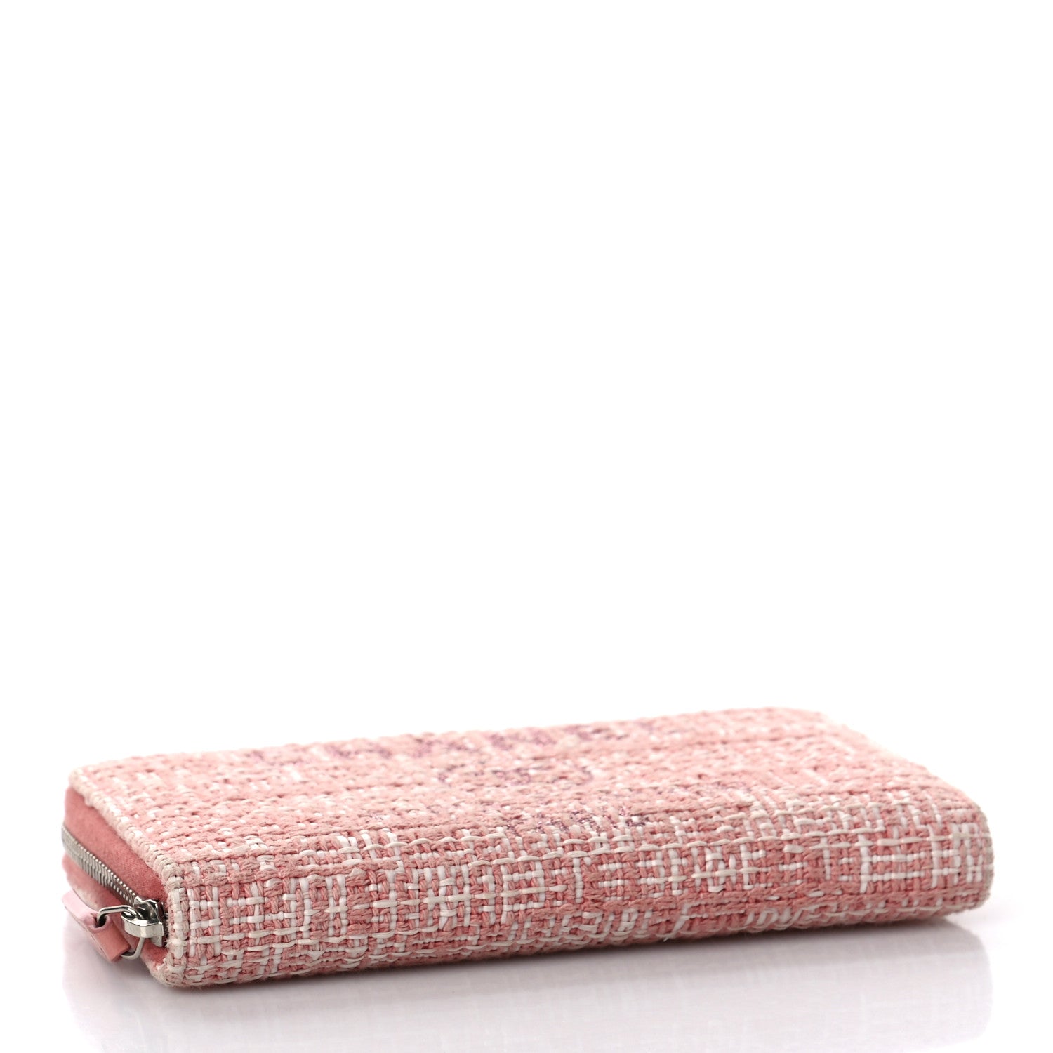 Chanel Lurex Canvas Deauville Medium Zip Around Wallet Pink 4 of 12