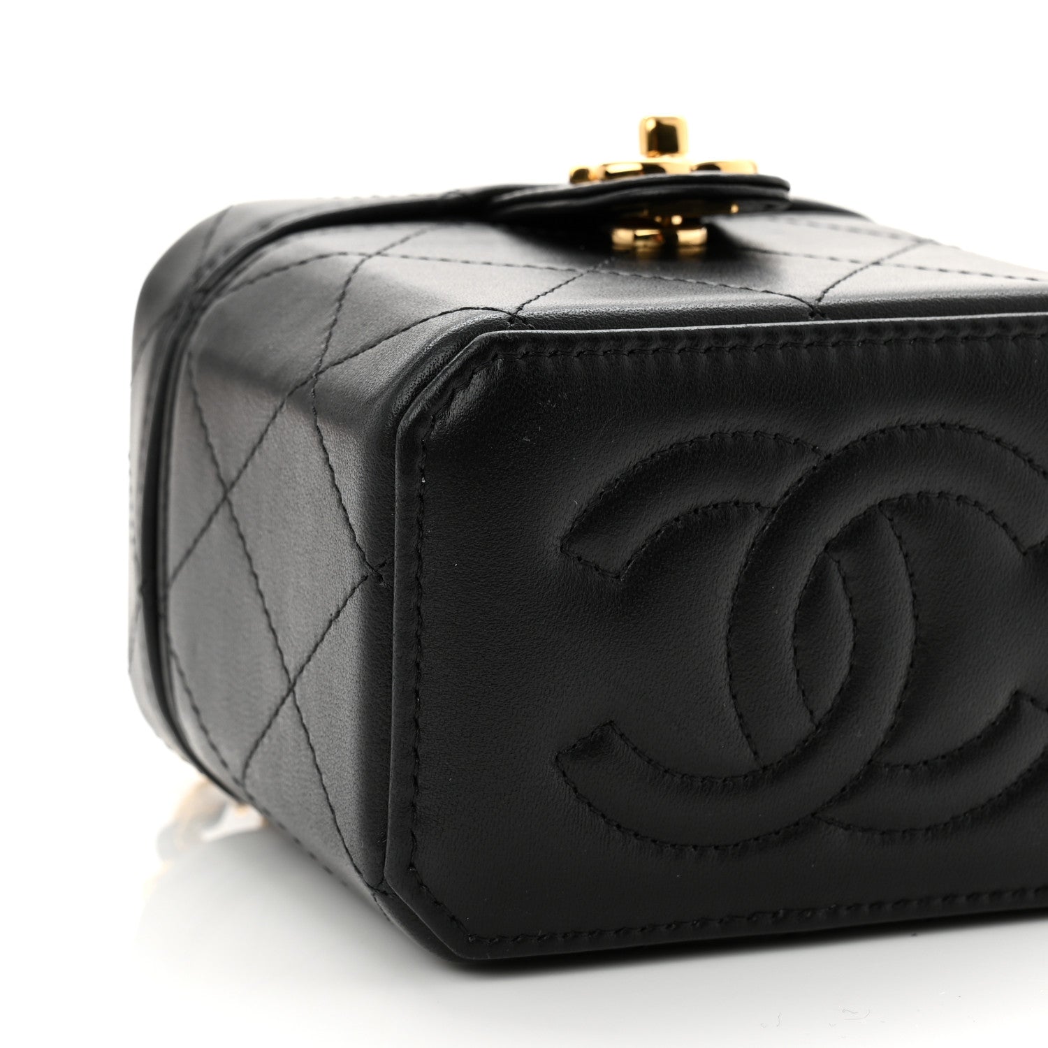 Chanel Lambskin Quilted Vanity Clutch With Chain  Black 9 of 10