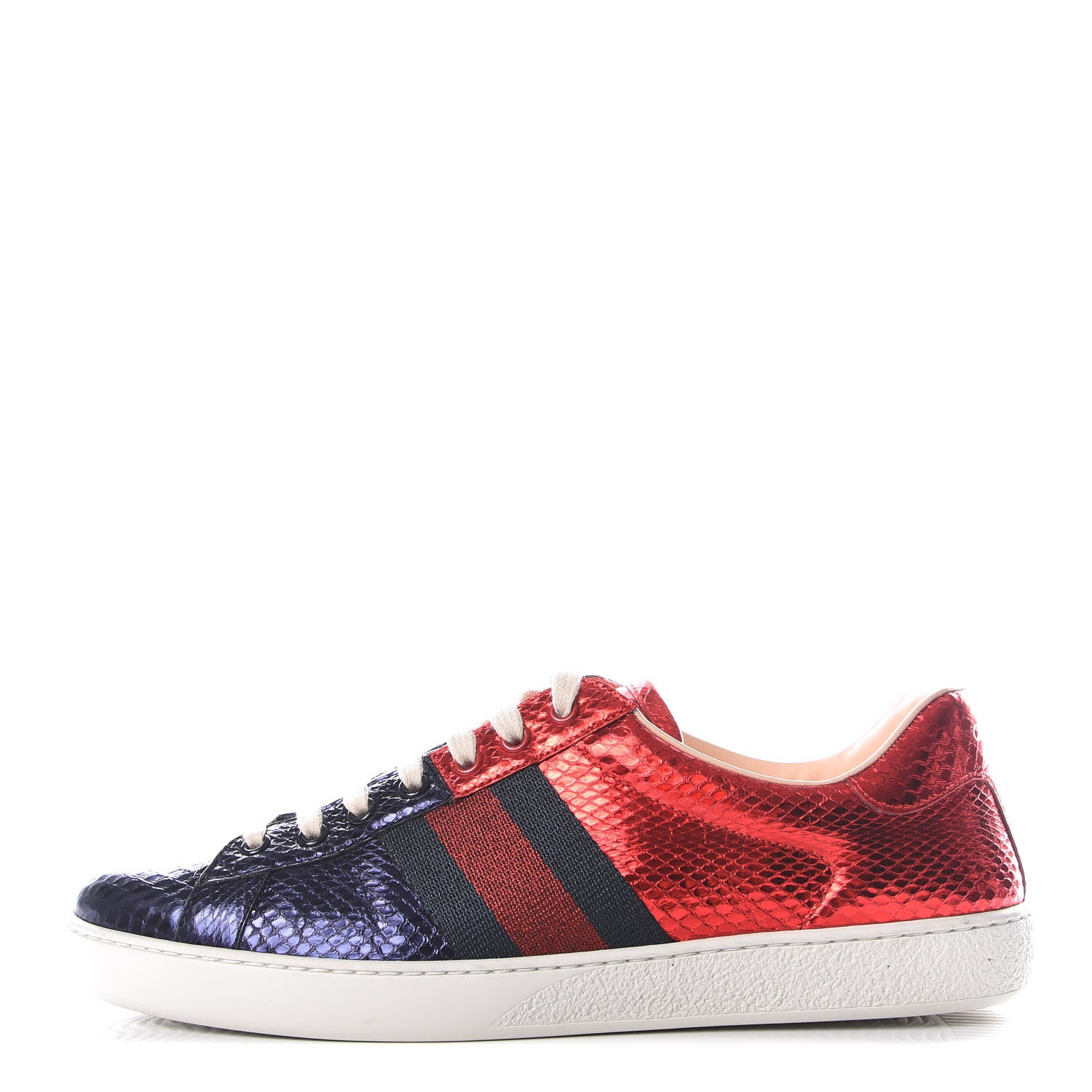 Gucci Metallic Ayers Web Mens Ace Sneakers 9 Blue Red 1 of 9