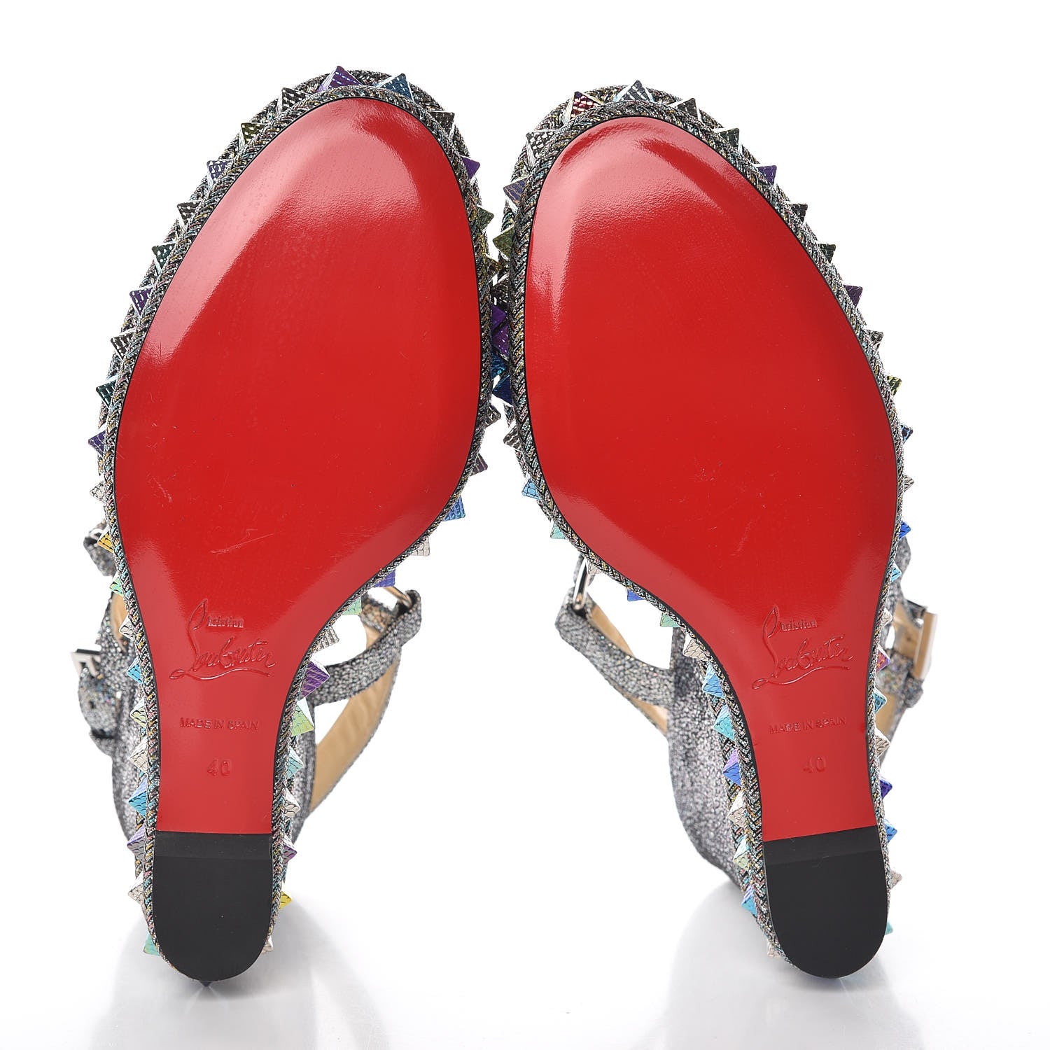 Christian Louboutin Nappa Mica Pyraclou 110 Wedge Sandals 40 Silver 7 of 10