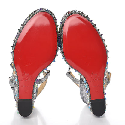 Christian Louboutin Nappa Mica Pyraclou 110 Wedge Sandals 40 Silver 7 of 10