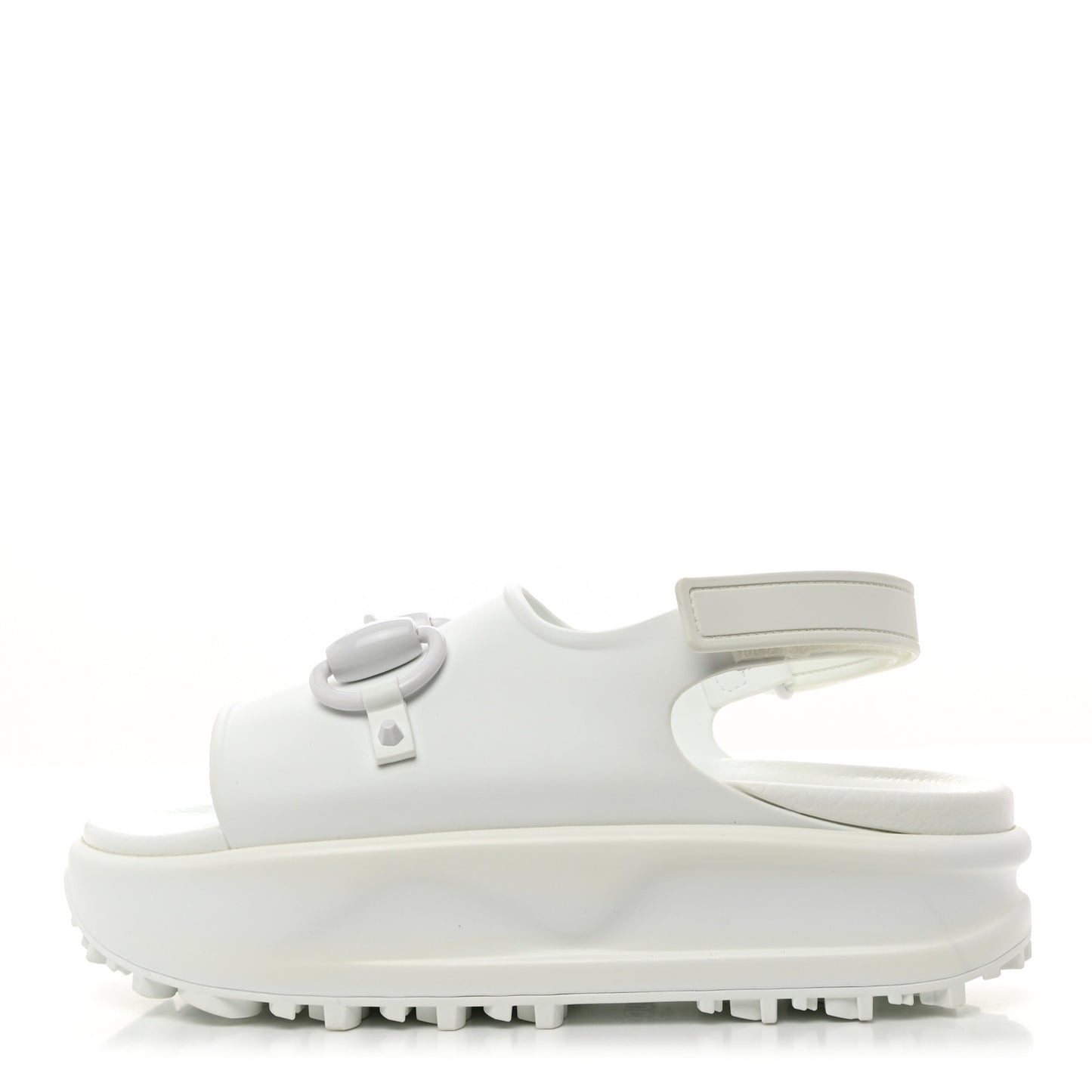 Soft Rubber Horsebit Touch Womens Strapped Sandals 38 Great White