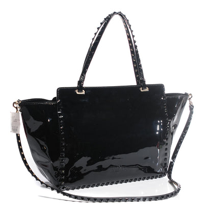 Valentino Garavani Patent Medium Rockstud Tote Black 3 of 7