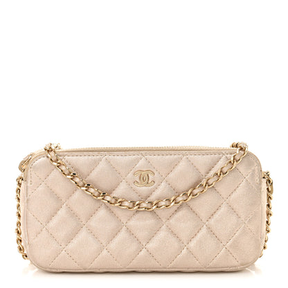 Chanel Metallic Lambskin Quilted Small Clutch With Chain Gold 1 of 13