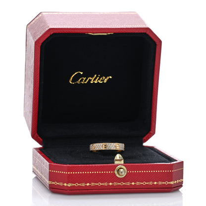 Cartier 18K Yellow Gold Diamond 4mm LOVE Wedding Paved Band Ring 52 6 5 of 5