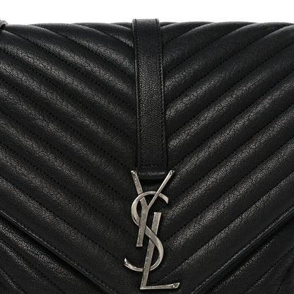 Saint Laurent Sheepskin Matelasse Chevron Monogram Large College Bag Black 8 of 10