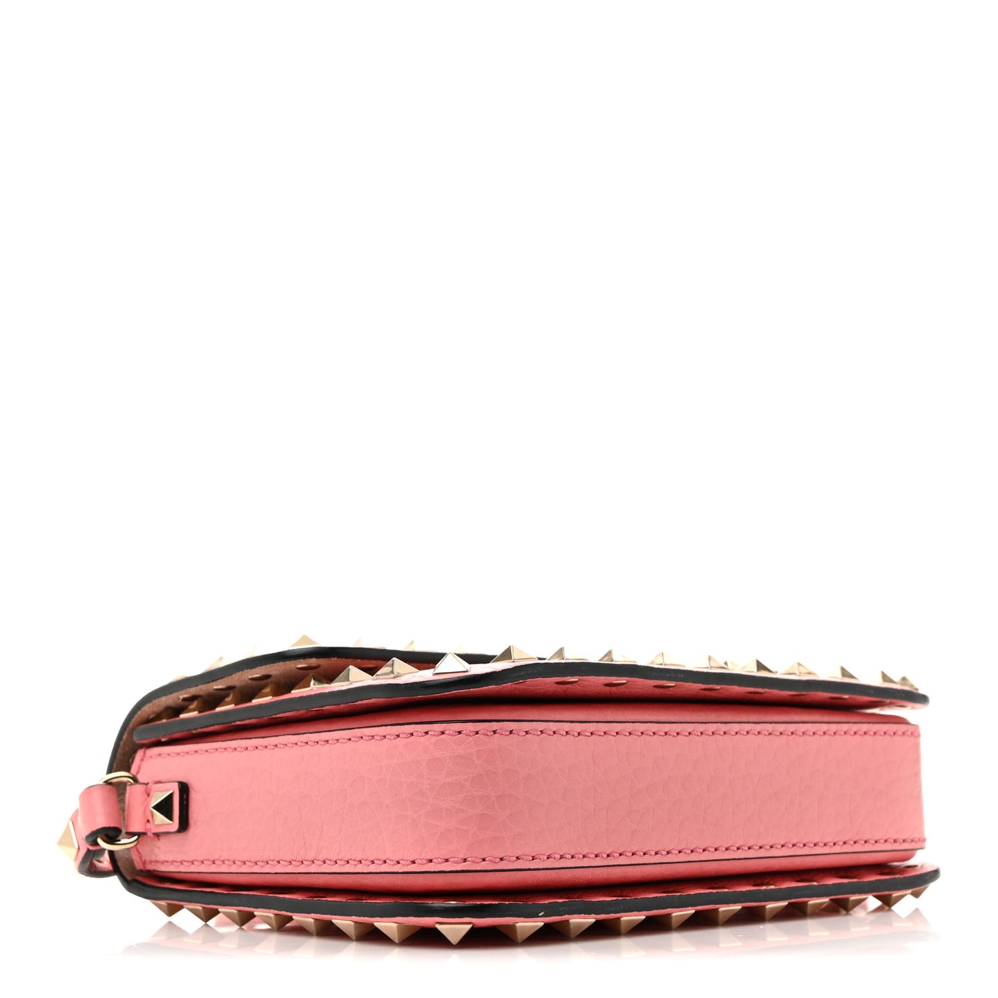 Pebbled Calfskin Rockstud Flap Crossbody Bag Paradise Rose