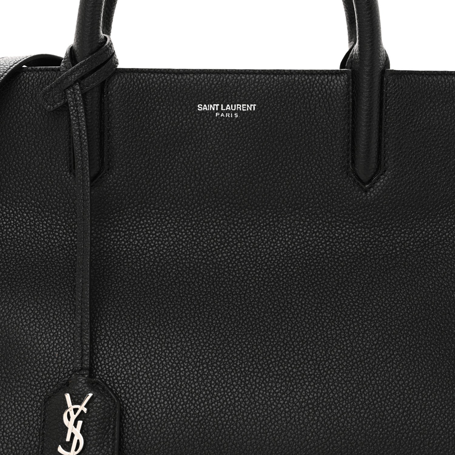 Saint Laurent Grained Calfskin Small Cabas Rive Gauche Black 7 of 9