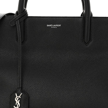 Saint Laurent Grained Calfskin Small Cabas Rive Gauche Black 7 of 9