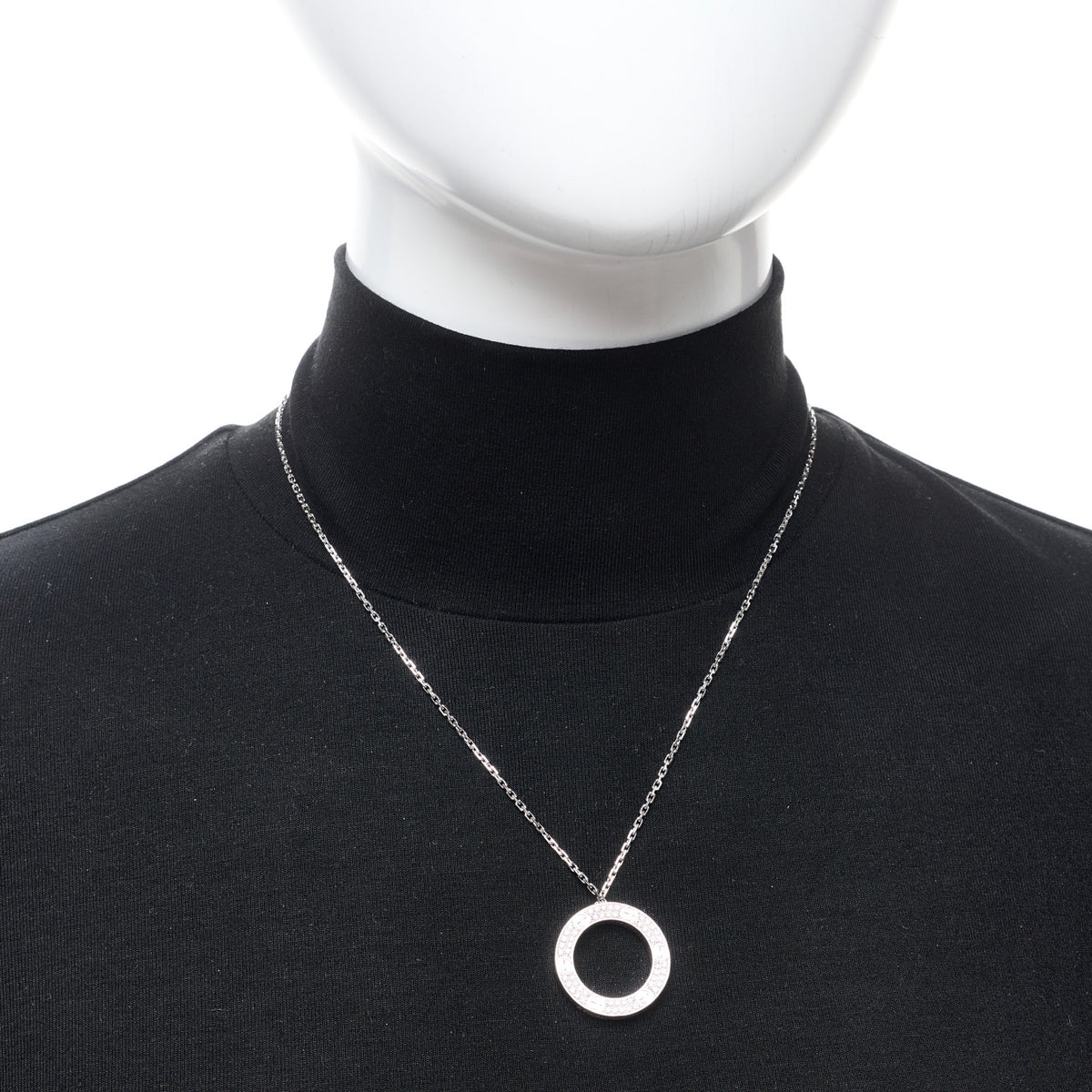 Cartier 18K White Gold Diamond Interlocking LOVE Paved Necklace 2 of 6