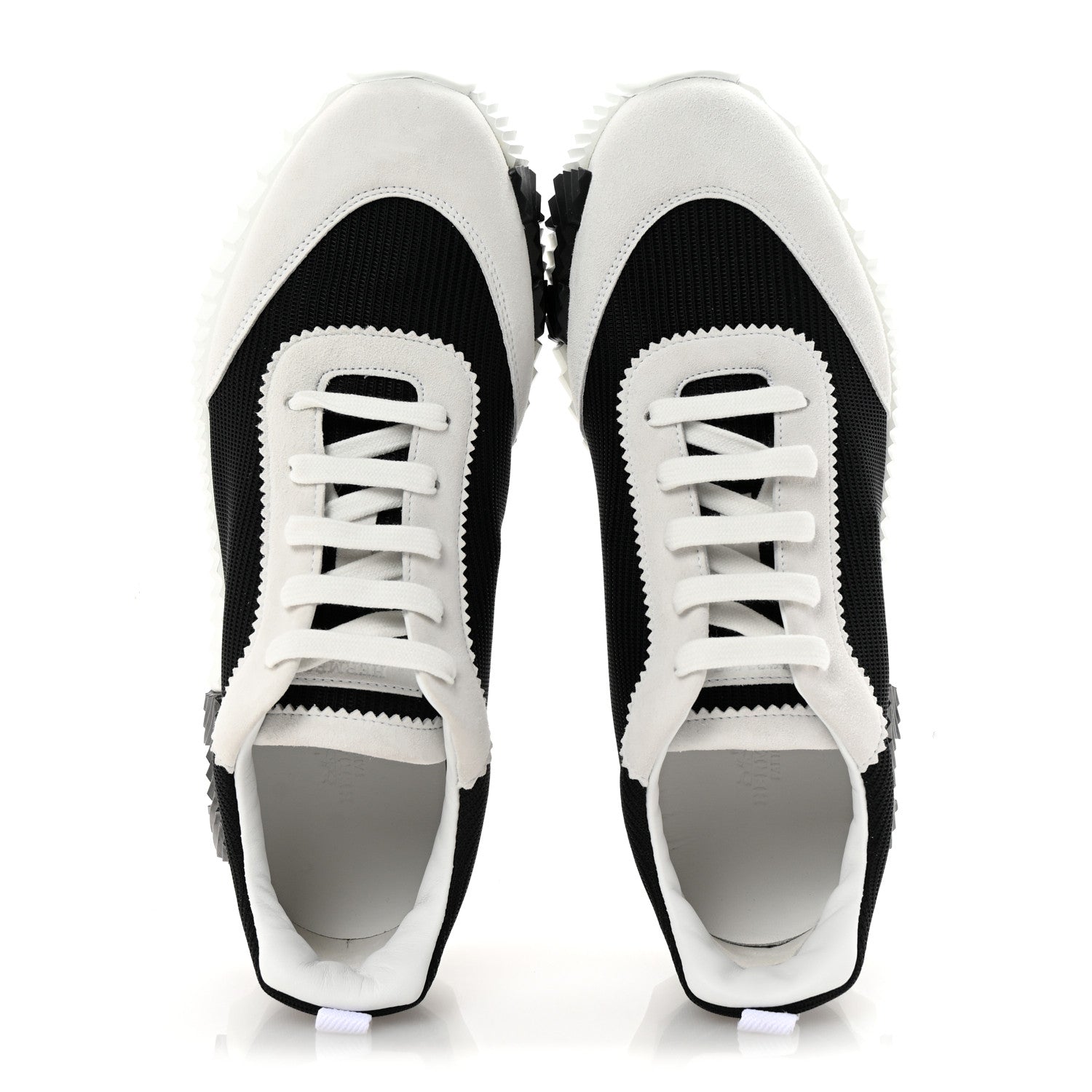 Hermes Ripstop Fabric Suede Mens Bouncing Sneakers 42.5 Black White 2 of 9