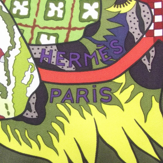 Hermes Silk Fleurs D'Indiennes Scarf 90 Kaki 6 of 8