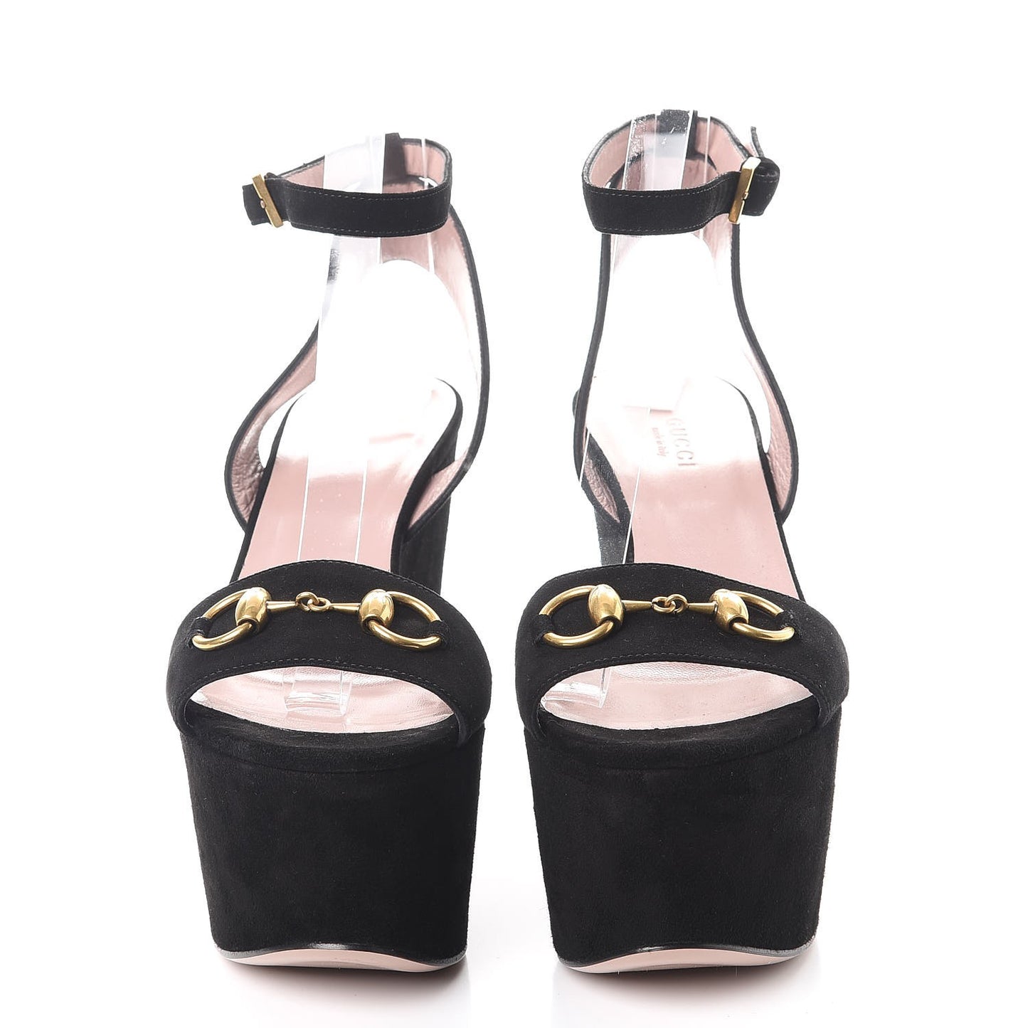 Kid Scamosciato Liliane Horsebit Platform Wedge Sandals 37 Black