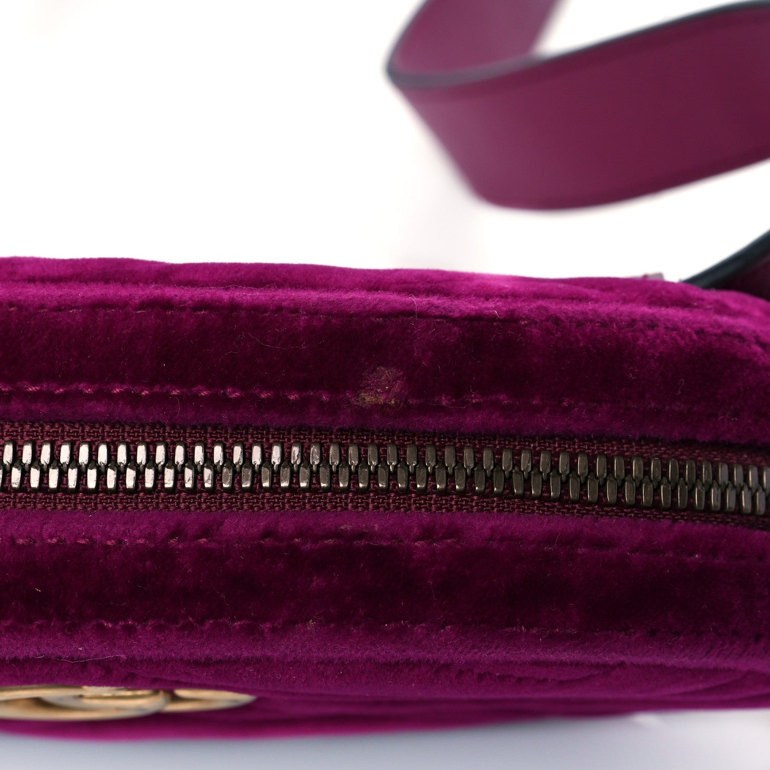 Gucci Velvet Matelasse GG Marmont Belt Bag 95 38 Fuchsia Violet Cyclamen 11 of 12