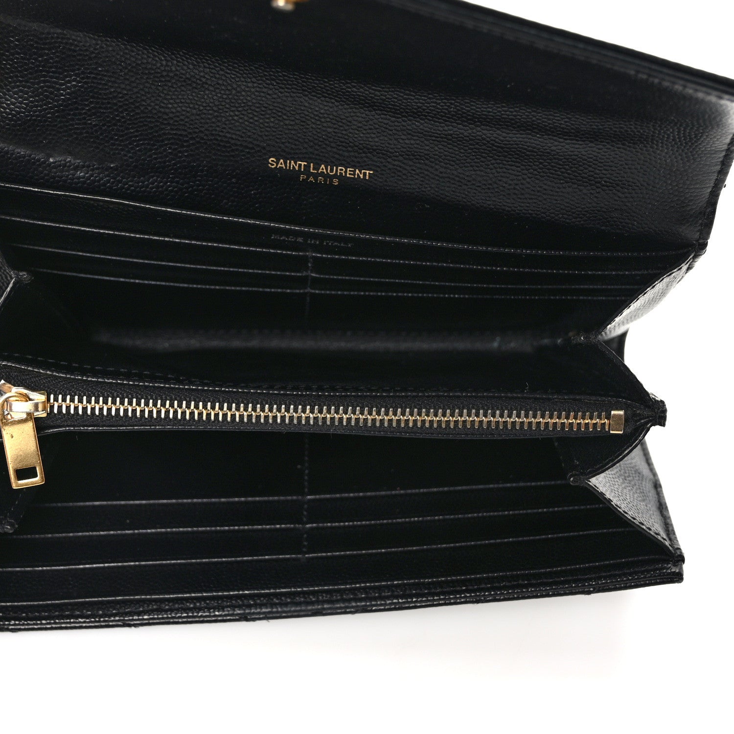 Saint Laurent Grain De Poudre Matelasse Chevron Monogram Flap Wallet Black 5 of 10
