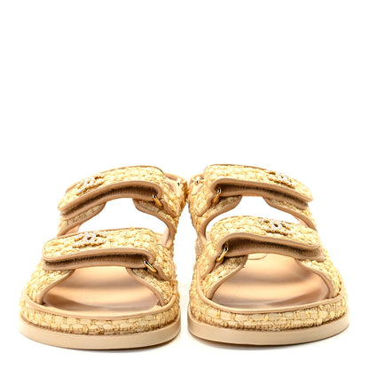 Chanel Braided Fabric Velcro Dad Sandals 35.5 Beige 3 of 7