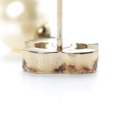 Chanel Pearl Enamel CC Drop Earrings Black Gold 5 of 8