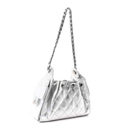 Chanel Metallic Caviar Quilted Mini Chanel 25 Handbag Silver 3 of 11
