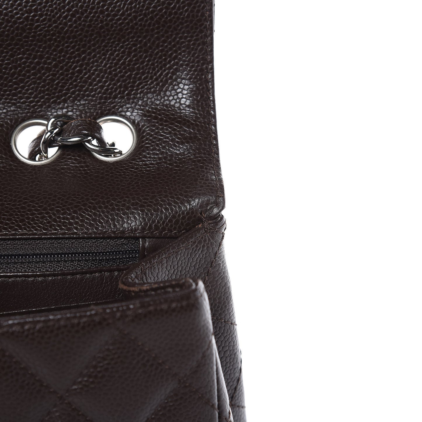 Caviar Quilted Jumbo Single Flap Dark Brown