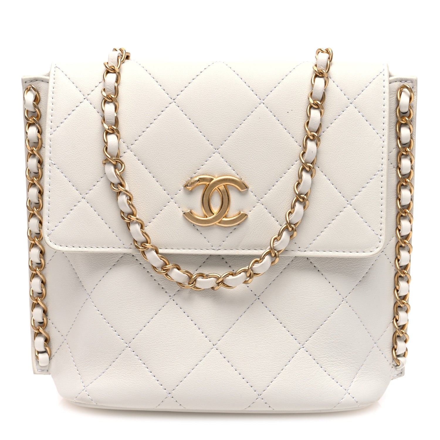 Chanel Calfskin Quilted Chain Small Hobo Bag White 1 of 11