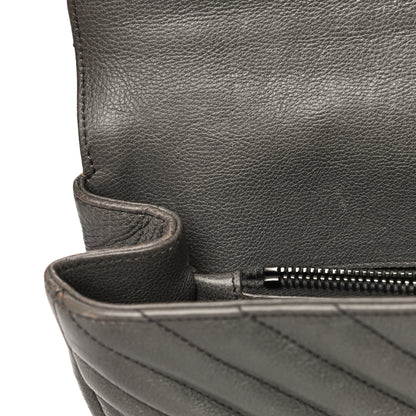Saint Laurent Grained Calfskin Matelasse Chevron Monogram Medium College Bag Grey 13 of 18