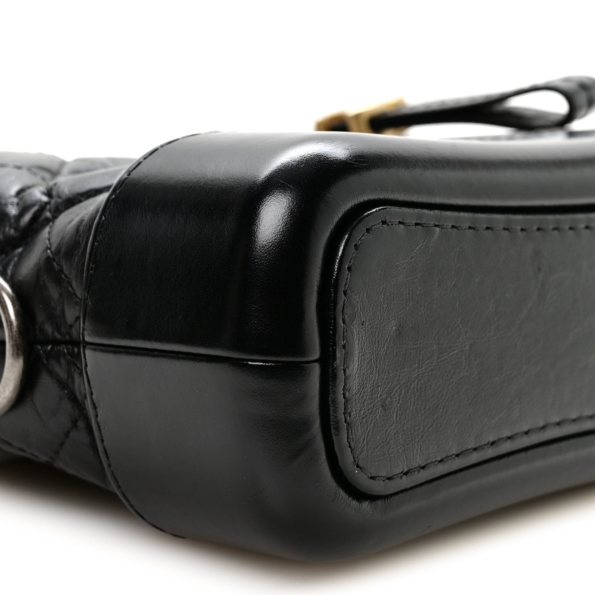 Aged Calfskin Quilted Small Gabrielle Logo Hobo Black