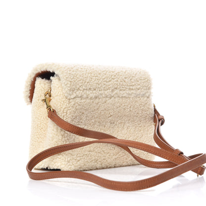 Saint Laurent Shearling Toy Loulou Shoulder Bag Natural 3 of 13