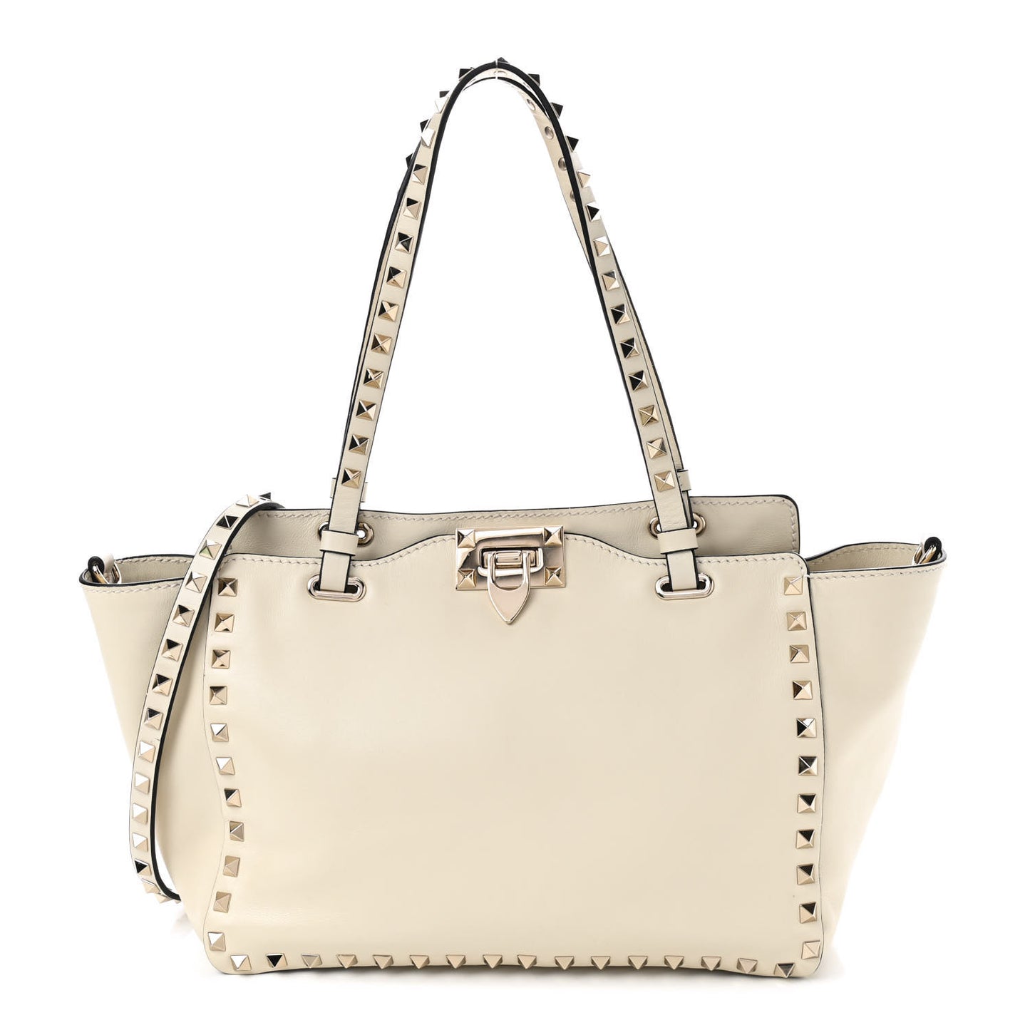 Vitello Small Rockstud Tote Ivory
