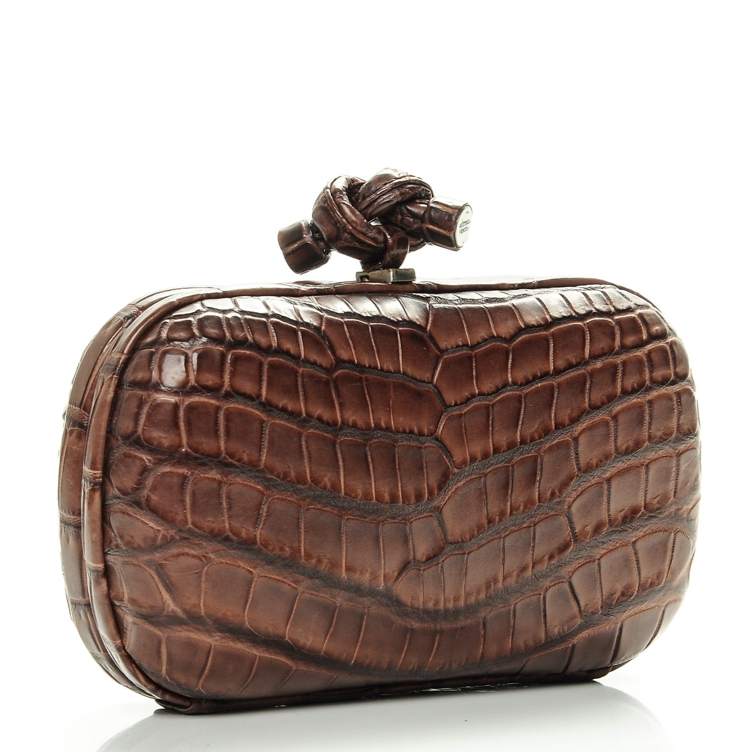 Bottega Veneta Crocodile Knot Clutch Brown 3 of 6