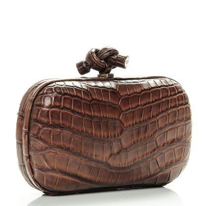 Bottega Veneta Crocodile Knot Clutch Brown 3 of 6